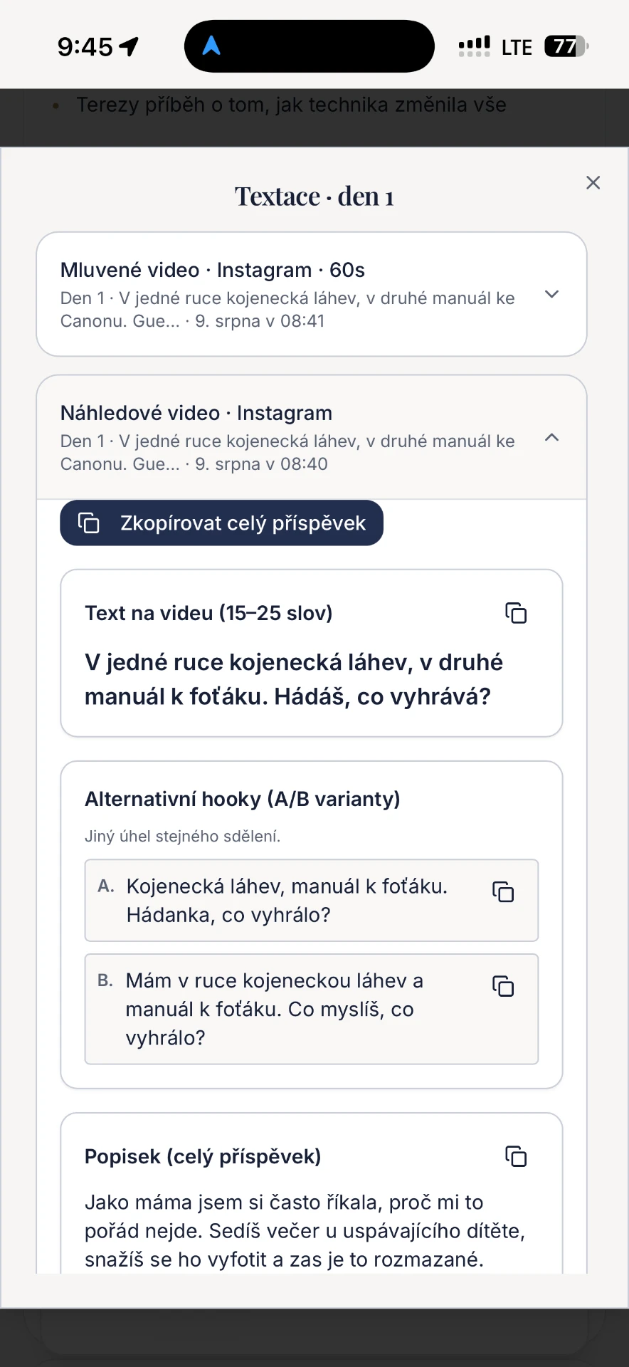 Texty včetně hooků